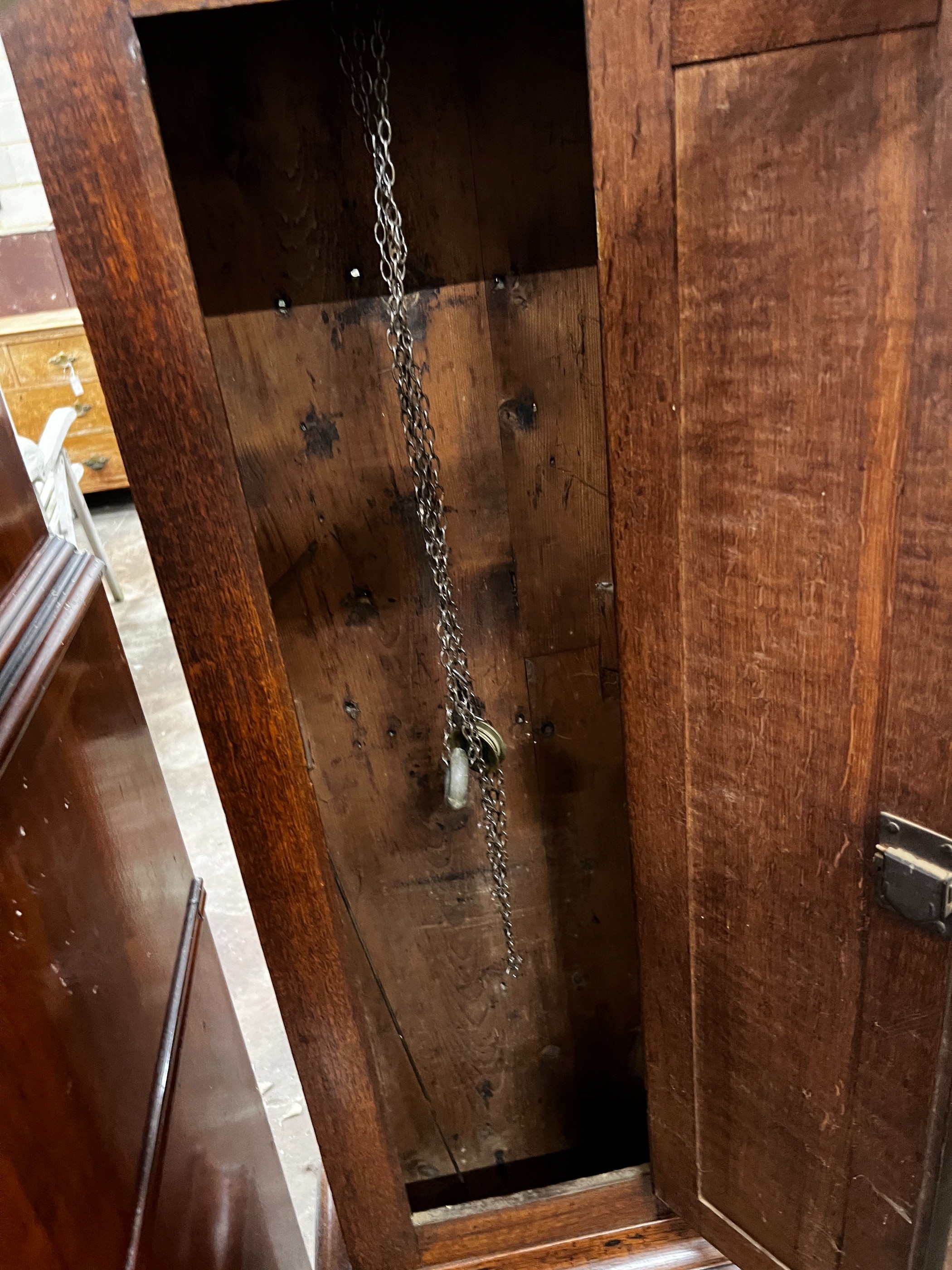 An 18th century oak 30 hour longcase clock, the engraved brass dial signed Thomas Millett 'Ware', height 195cm